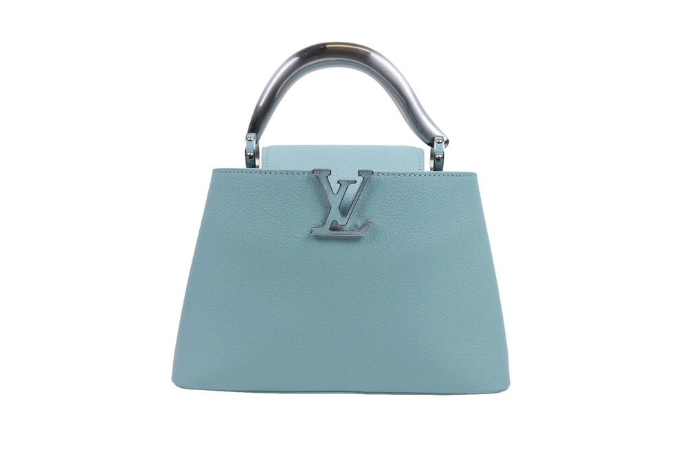 Louis Vuitton Blue Capucines BB Top Handle Bag Taurillon Leather Silver Hardware